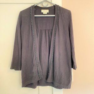 Kate Spade Open Cardigan Black S Cotton Cashmere 3/4 Sleeve
